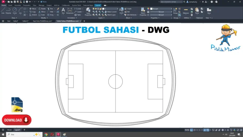 Football Field DWG, Campo de fútbol DWG, Terrain de football DWG, Campo da calcio DWG, サッカー場 DWG, Campo de futebol DWG, 足球场 DWG