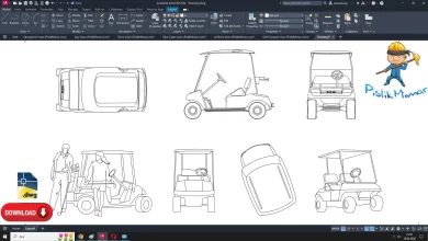 golf arabası dwg çizimi, Golf Cart dwg, autocad drawing