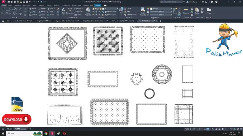 halı dwg, Carpet dwg, autocad drawing