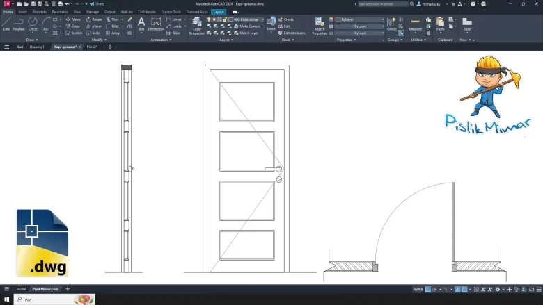 kapı görünüş dwg, Door View DWG