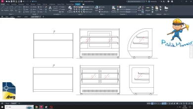 pasta dolabı dwg, cake display cabinet dwg autocad