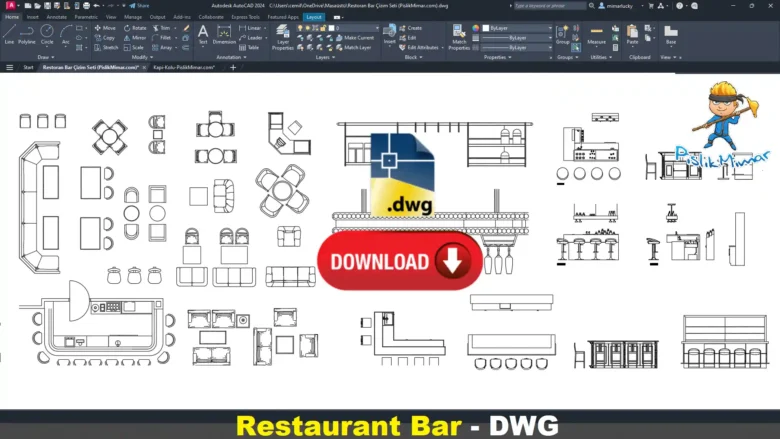 restoran bar dwg, Restaurant Bar DWG, Bar de restaurante DWG, Bar de restaurant DWG, Bar ristorante DWG, レストランバー DWG, Bar de restaurante DWG, 餐厅吧台 DWG