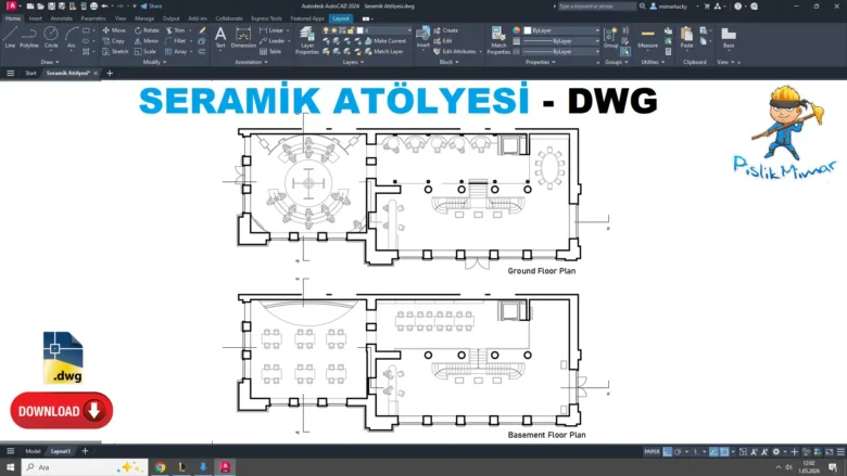 seramik atölyesi dwg