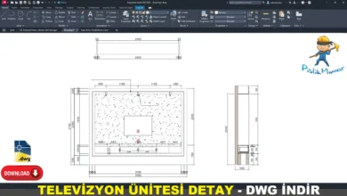 televizyon ünitesi detay çizimi