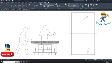 tenis masası dwg çizimi, table tennis dwg, autocad drawing