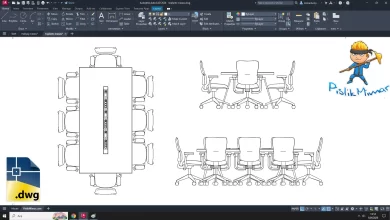toplantı masası dwg çizimi, Meeting Table cad block, autocad drawing
