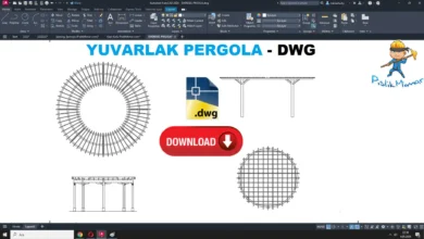 yuvarlak pergola dwg, Round Pergola DWG, Pérgola redonda DWG, Pergola ronde DWG, Pergola rotonda DWG, 円形パーゴラ DWG, Pérgola redonda DWG, 圆形凉亭 DWG